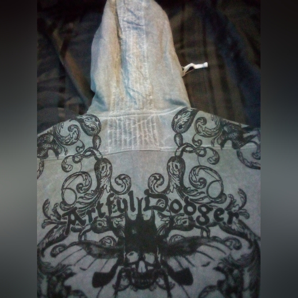 Artful Dodger Ancient Rustic Gothic Graphic Design Spray Hoodie Men's 3XL Gray - Picture 11 of 15